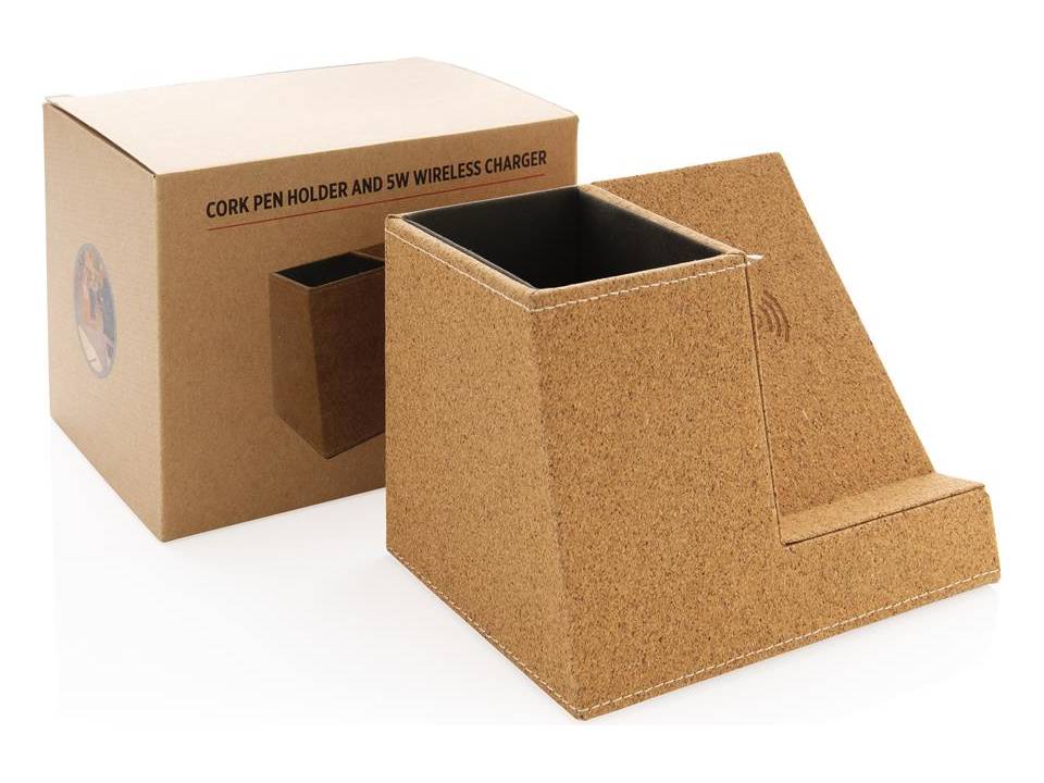 Chargeur à induction 5W en liège avec porte-crayons 8