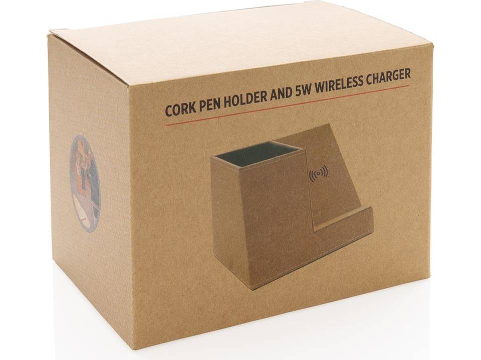 Chargeur à induction 5W en liège avec porte-crayons 7