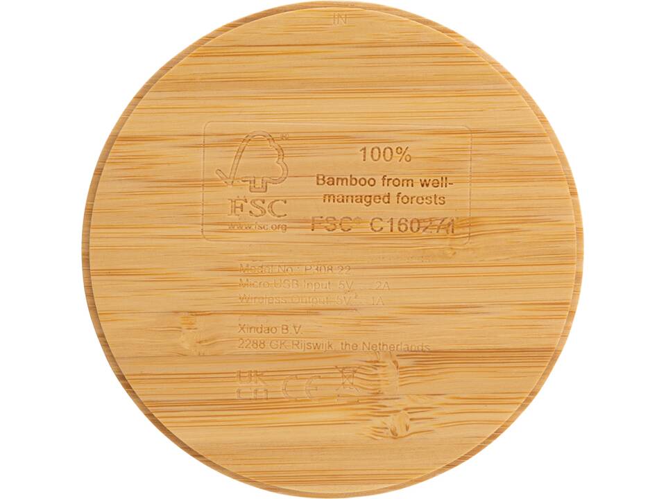 Chargeur sans fil 5W rond en bambou FSC® 2