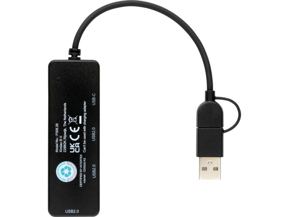 Hub avec double entrée en plastique recyclé RCS 2