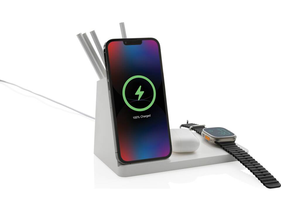 Chargeur 15W Ontario 3 en 1 plastique recyclé RCS et bambou 2