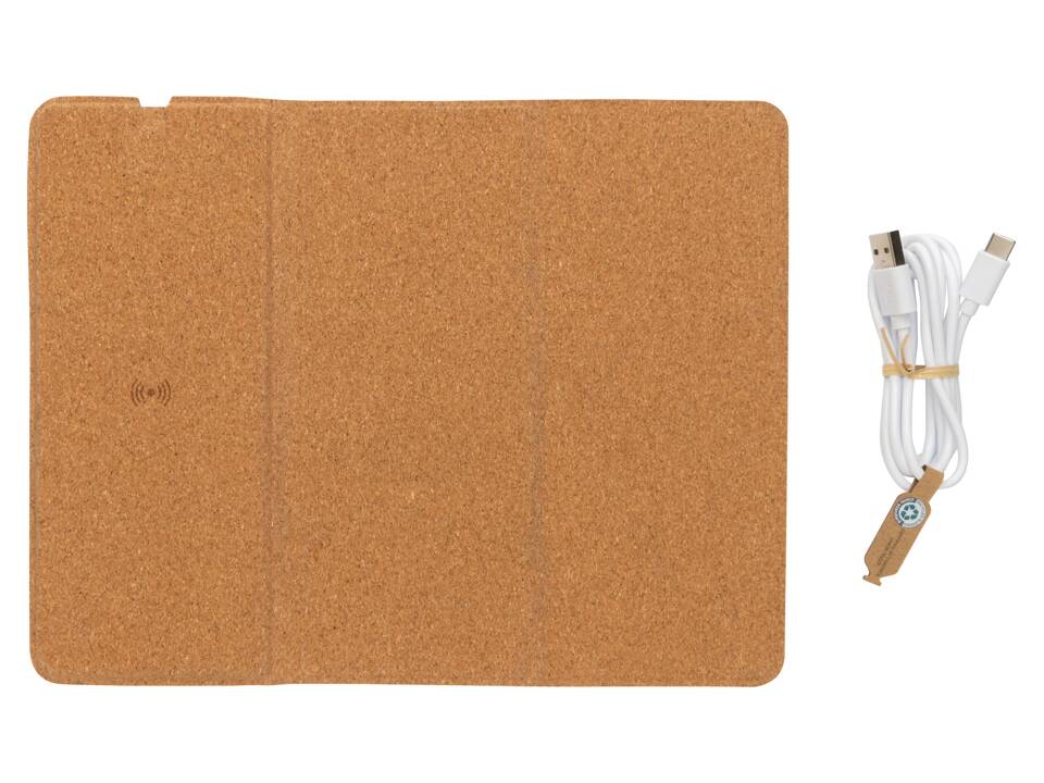 Tapis de souris avec chargeur sans fil 10W en liège FSC® 1