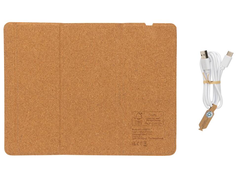 Tapis de souris avec chargeur sans fil 10W en liège FSC® 2