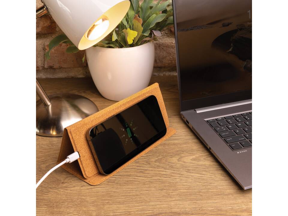 Tapis de souris avec chargeur sans fil 10W en liège FSC® 7