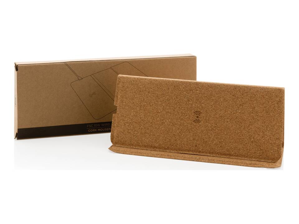 Tapis de souris avec chargeur sans fil 10W en liège FSC® 9