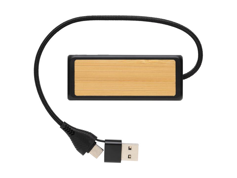 Hub USB à double entrée en plastique et en bambou  RCS Link 3