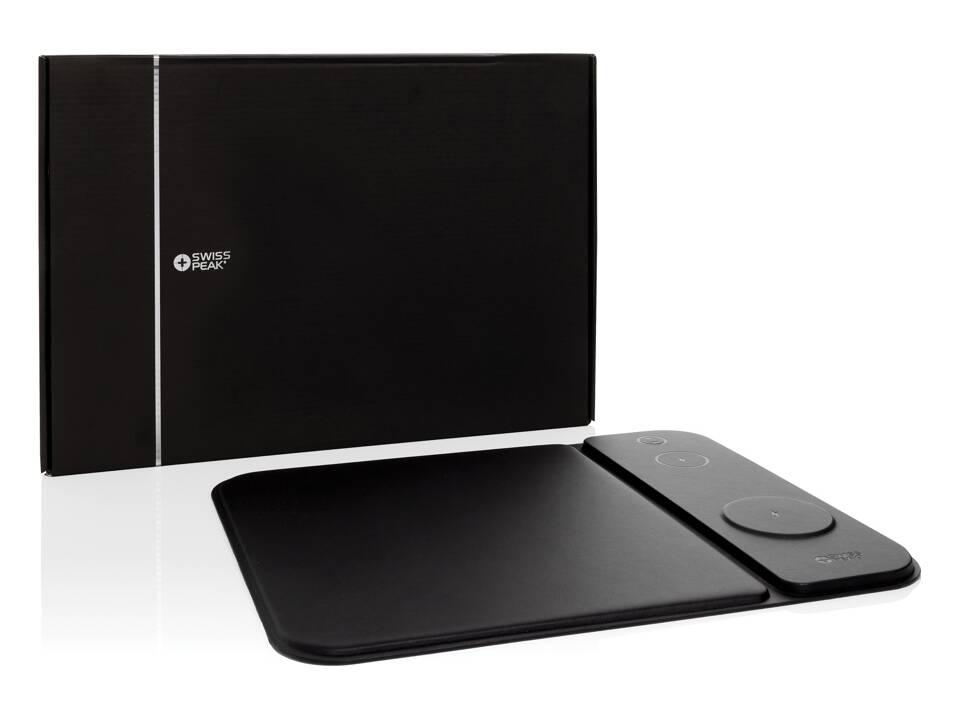 Tapis de souris chargeur 15W 3 en 1 en PU RCS Swiss peak 11