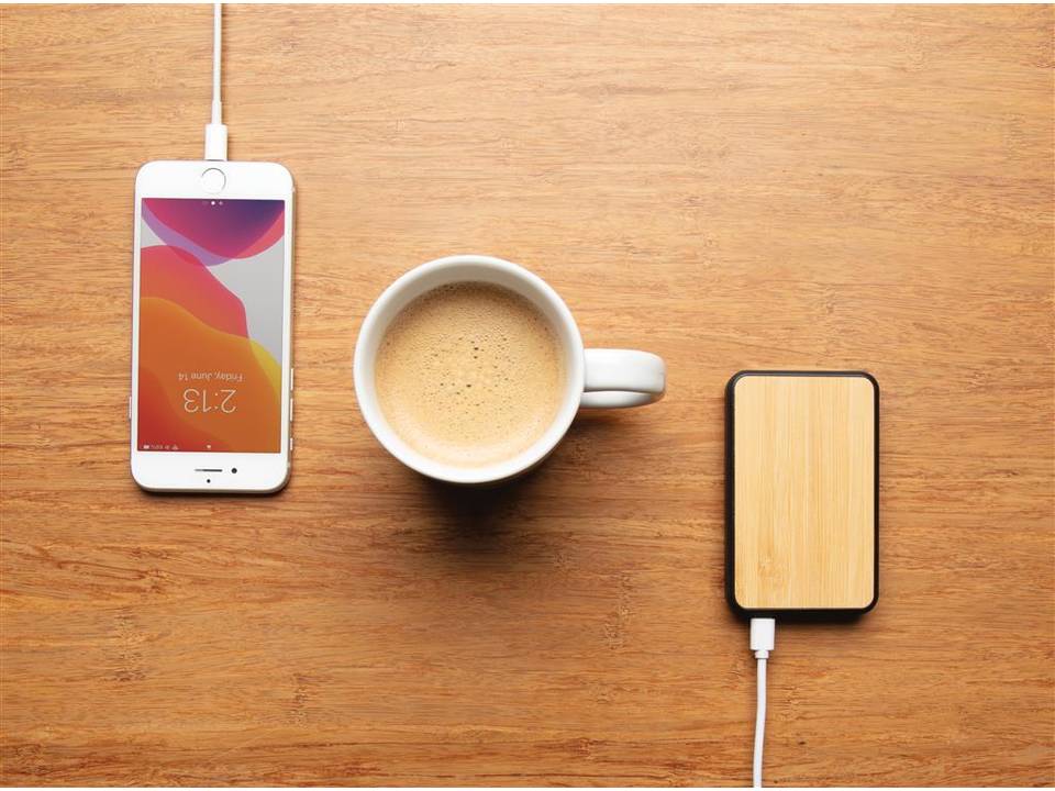 Batterie de secours de poche 5000 mAh en bambou 8