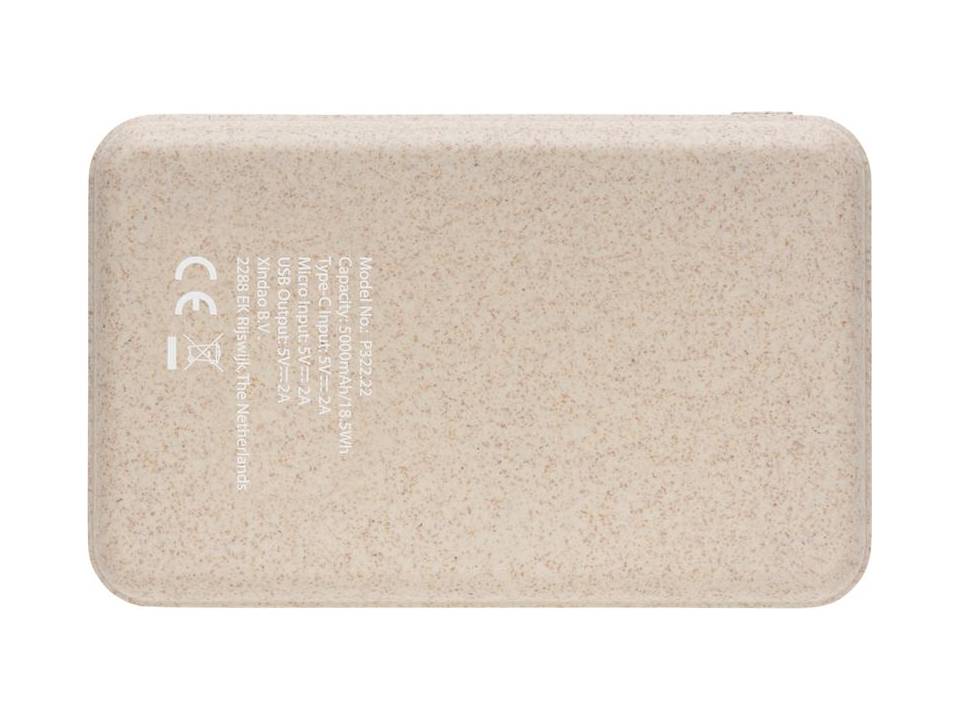 Powerbank 5000 mAh en fibre de paille de blé et liège 5