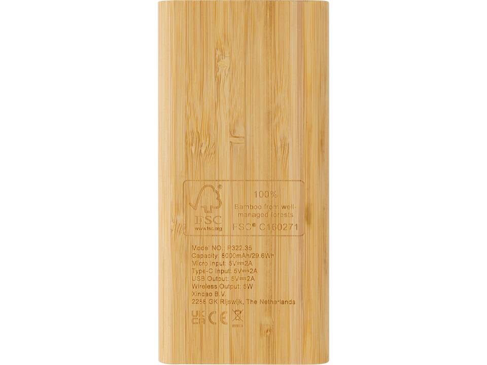 Powerbank avec induction 5W en bambou certifié FSC - 8000 mAh 4