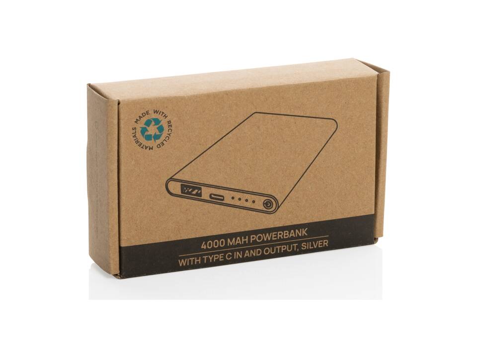 Powerbank 4000mAh en plastique recyclé/aluminium RCS 30