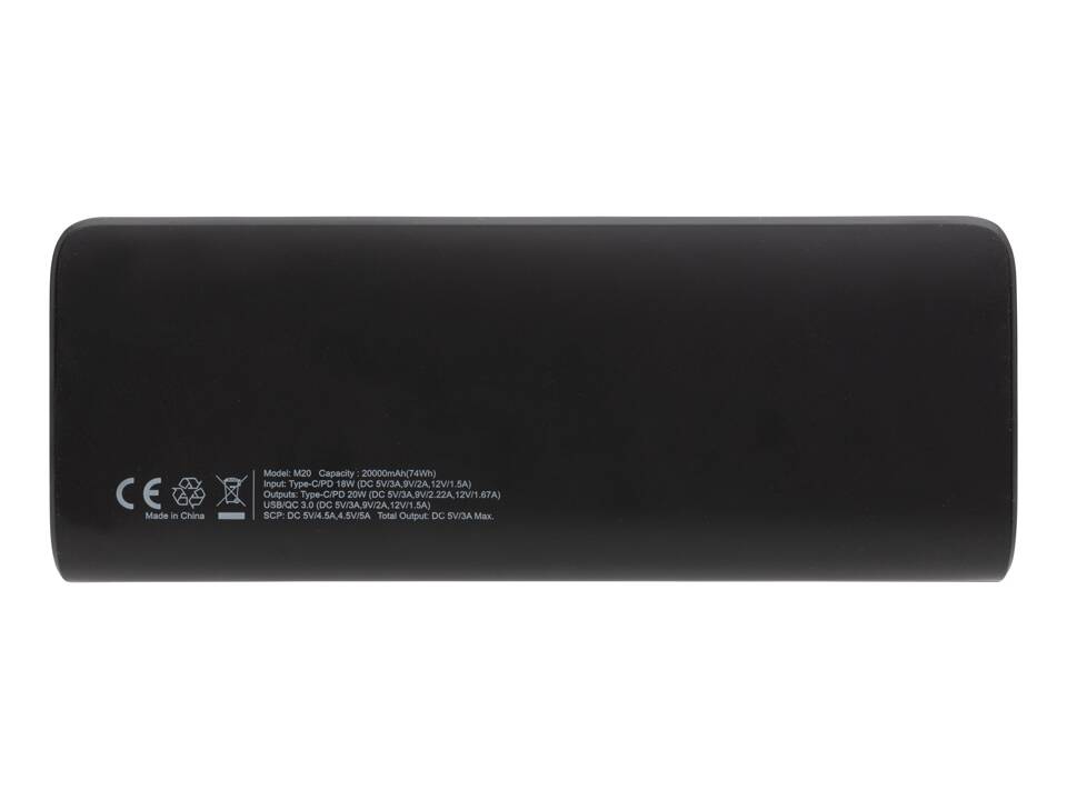 Powerbank 20000mAh charge rapide, plastique RCS, Flashcharge 4