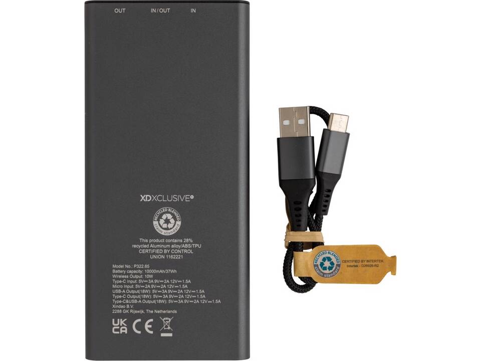 Powerbank 10.000mAh et 18W en aluminium recyclé RCS Terra 6