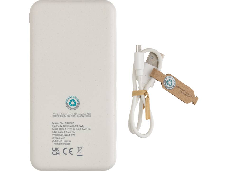 Powerbank avec induction en plastique recyclé RCS 5