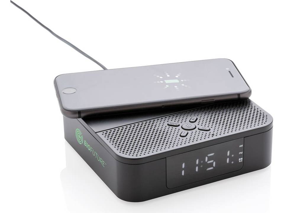 Enceinte avec chargeur à induction 5W et réveil 13