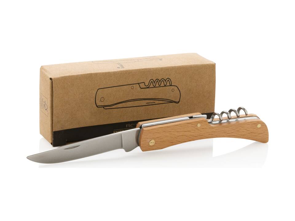 Couteau en bois avec décapsuleur FSC® 8