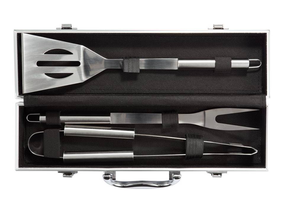 Set de 3 pcs pour barbecue en coffret aluminium 3