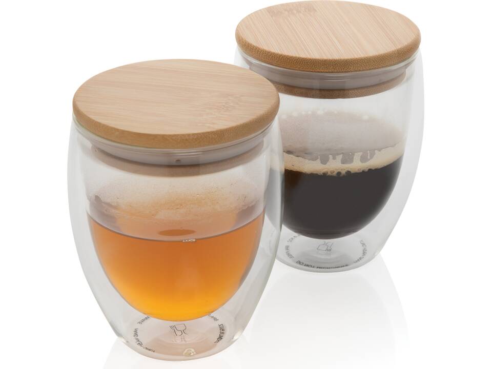Set de 2 verres double paroi 250ml avec couvercle en bambou 8