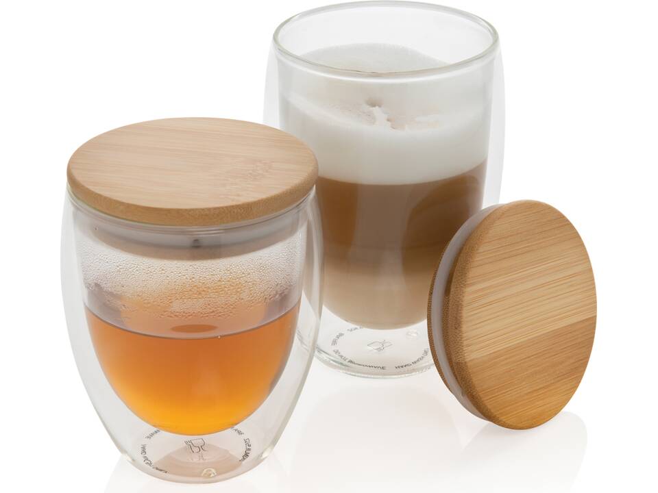 Set de 2 verres double paroi 250ml avec couvercle en bambou 11