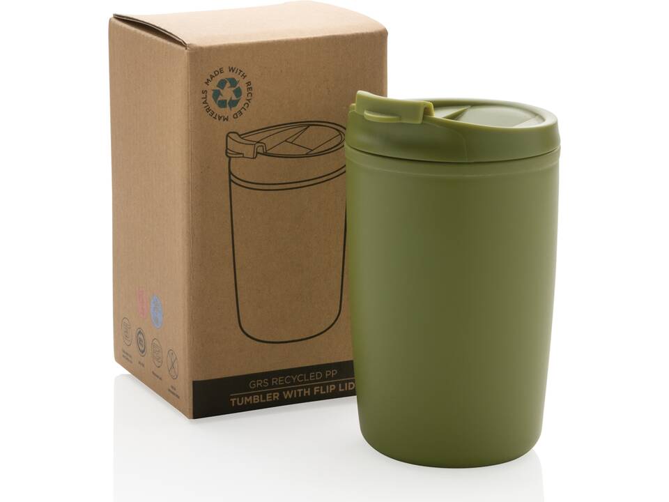 Mug en PP recyclé GRS avec couvercle à bascule 43