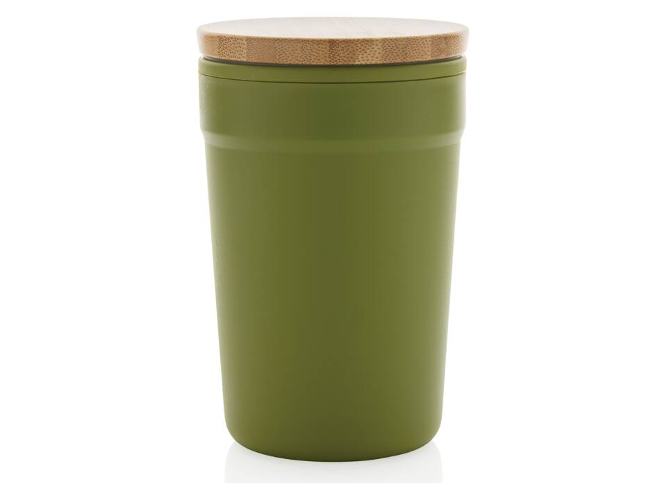 Mug 300ml en PP recyclé GRS avec couvercle en bambou FSC® 25