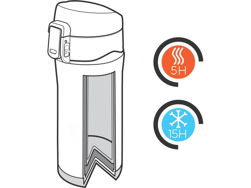 Mug 300ml à fermeture facile en acier inoxydable recyclé RCS 45