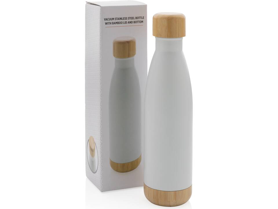 Bouteille isotherme en acier avec finition bambou 14