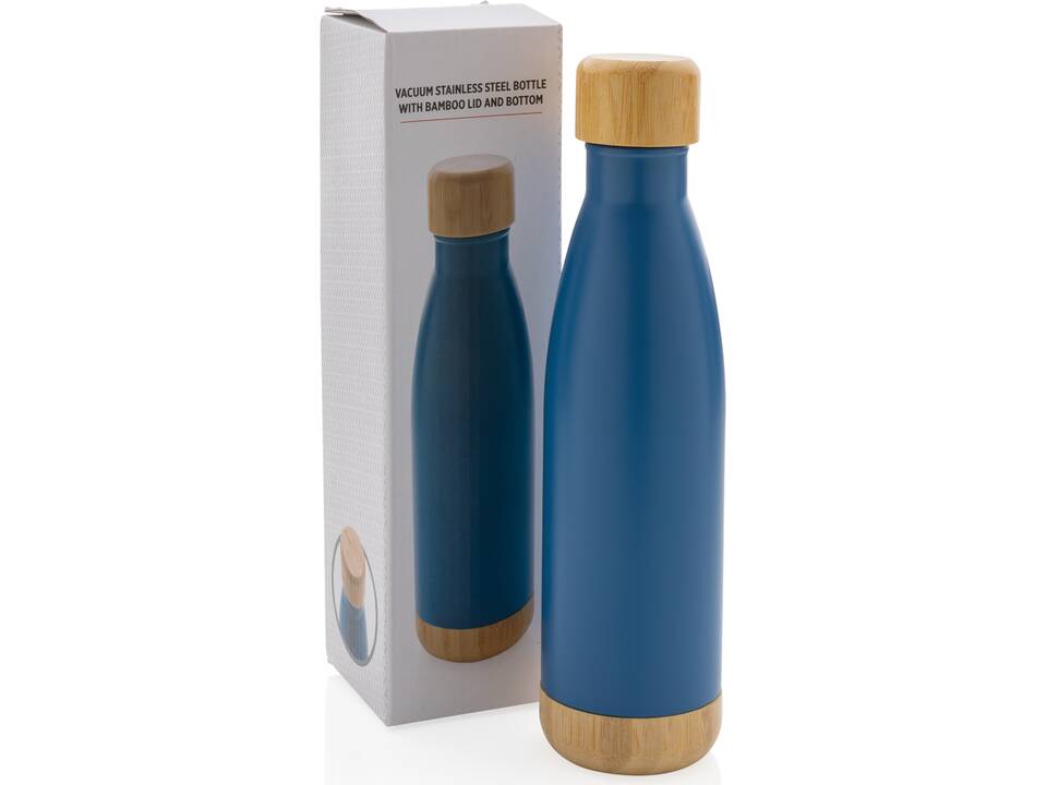 Bouteille isotherme en acier avec finition bambou 22