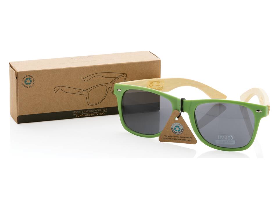 Lunettes de soleil en bambou FSC® et plastique recyclé RCS 16