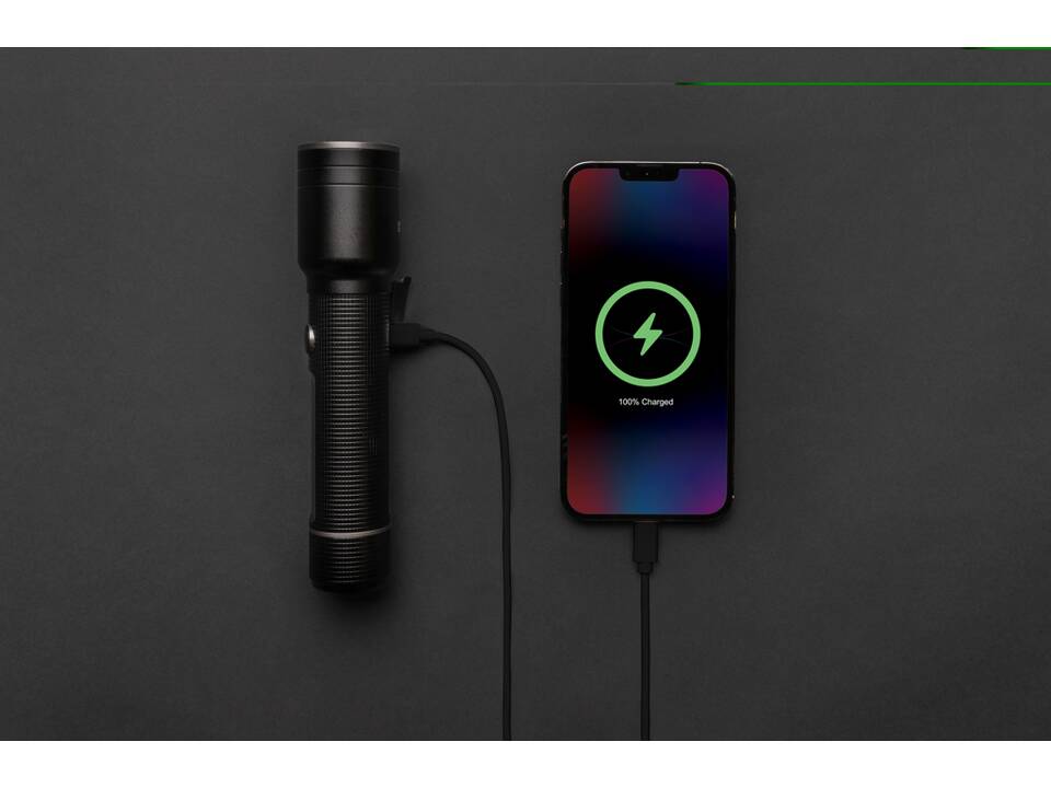 Torche robuste rechargeable par USB en aluminium recyclé RCS 5