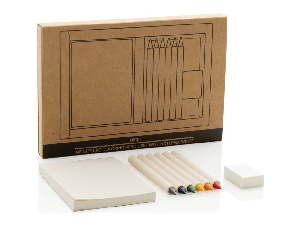 Set de 6 crayons de couleur avec carnet GRS Infinity Micki 5