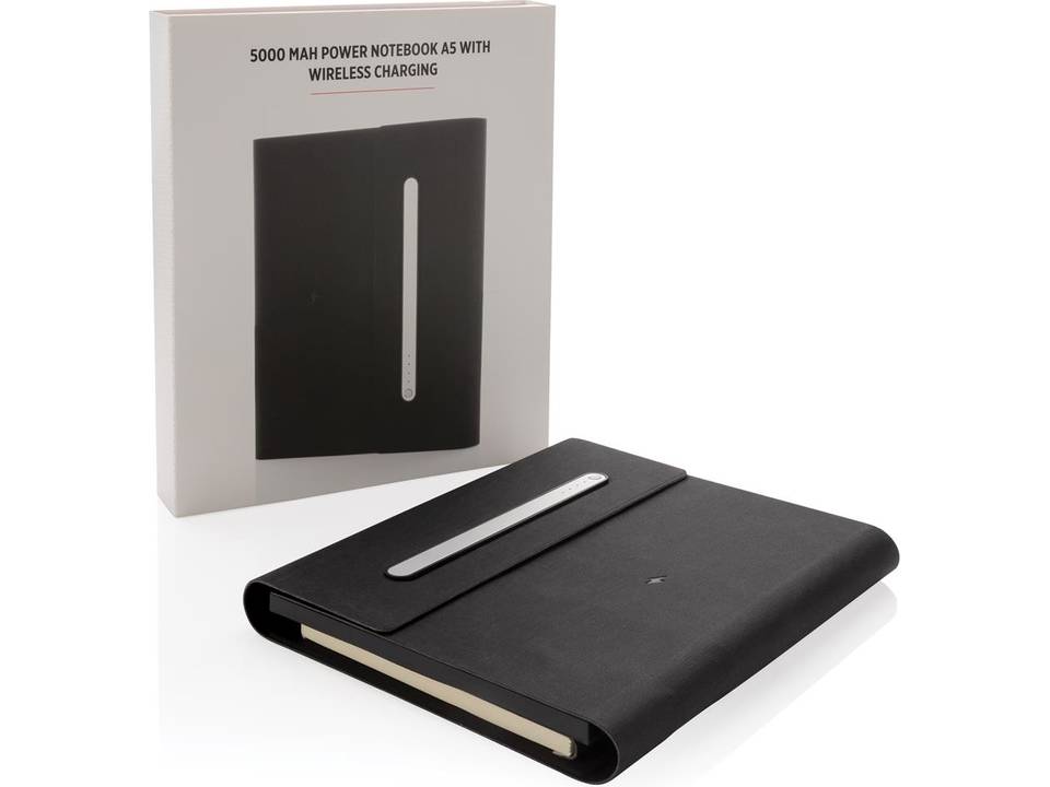 Carnet de notes A5 avec powerbank 5000 mAh et induction 12