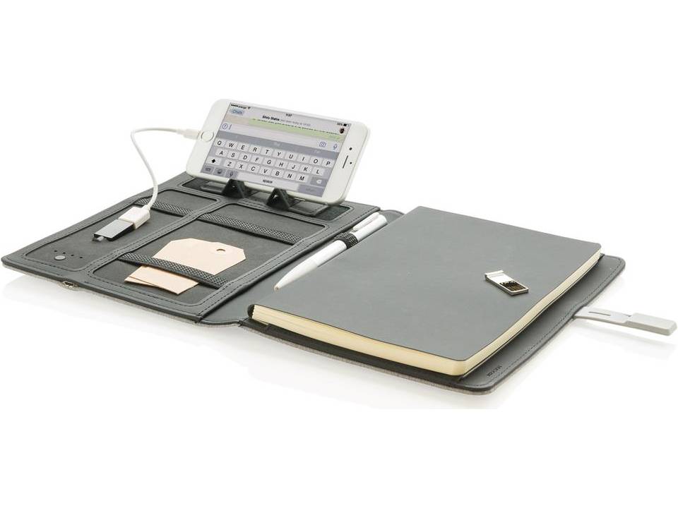Housse à carnet de notes A5 avec powerbank et clé USB Kyoto 8