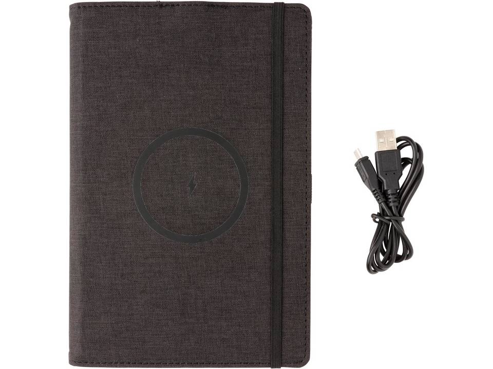 Housse à carnet A5 en rPET avec chargeur à induction 5W Air 4