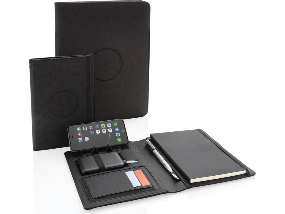 Housse à carnet A5 en rPET avec chargeur à induction 5W Air 9