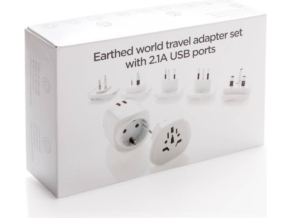 Set d’adaptateurs de voyage Terre avec ports USB 1