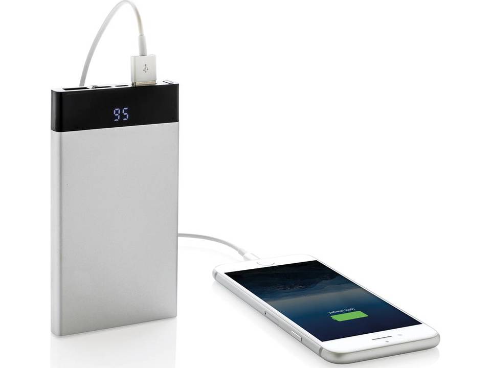 Platte powerbank met digitaal scherm - 6000 mAh