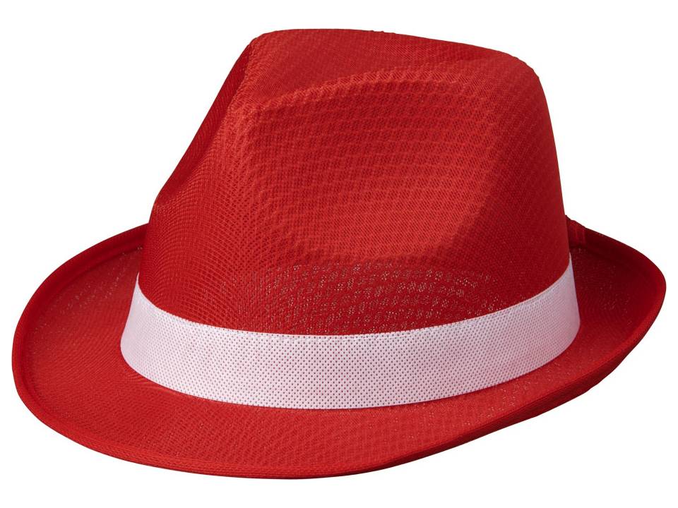 Rode Trilby hoed met gekleurd lint naar keuze