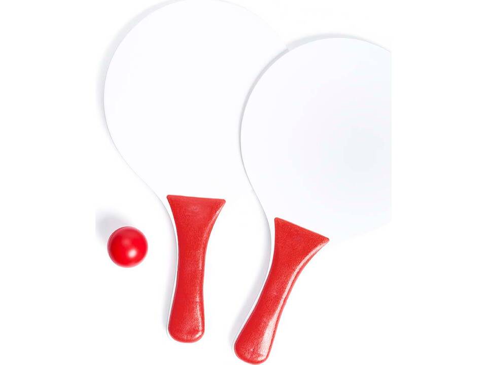 Paire de raquettes de plage en bois naturel 1