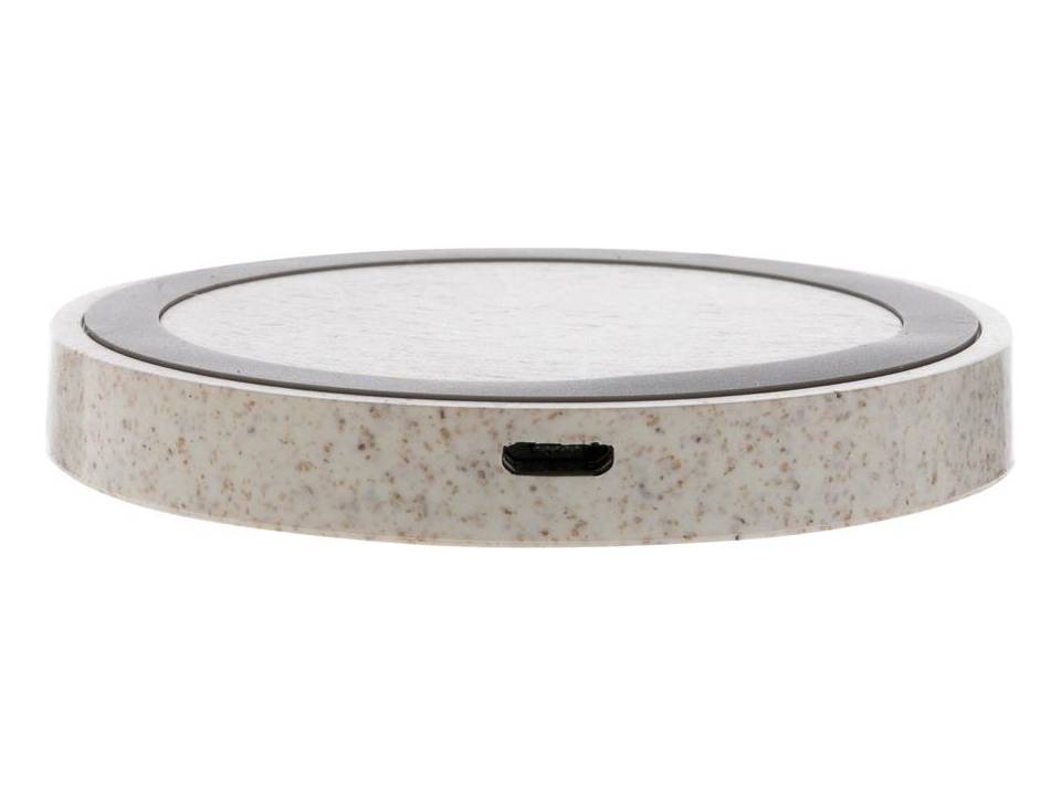 Chargeur sans fil rond en fibre de paille de 5W 3