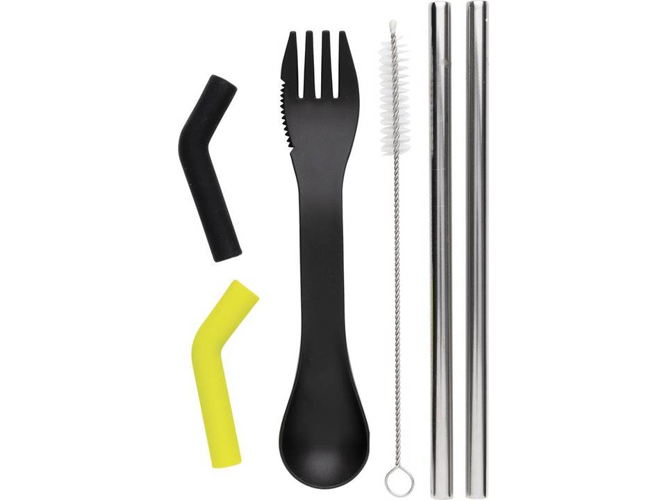 Set pailles 2 pcs et couverts Tierra 17