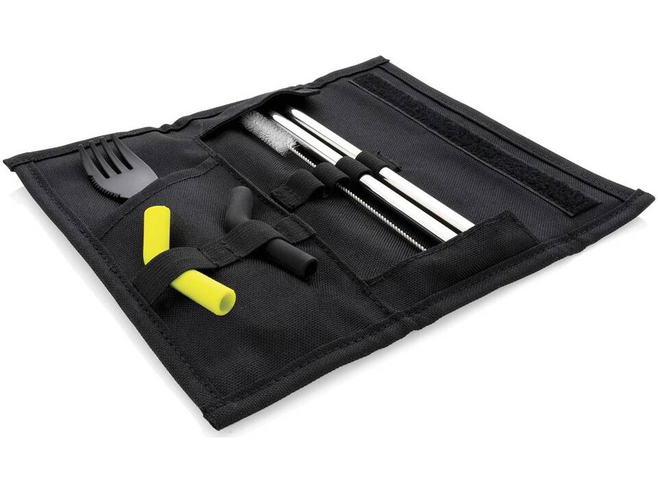 Set pailles 2 pcs et couverts Tierra 14