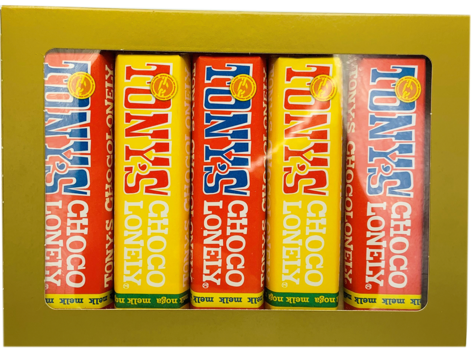 Boîte cadeau avec 5 petites tablettes de chocolat Tony's Chocolonely 1