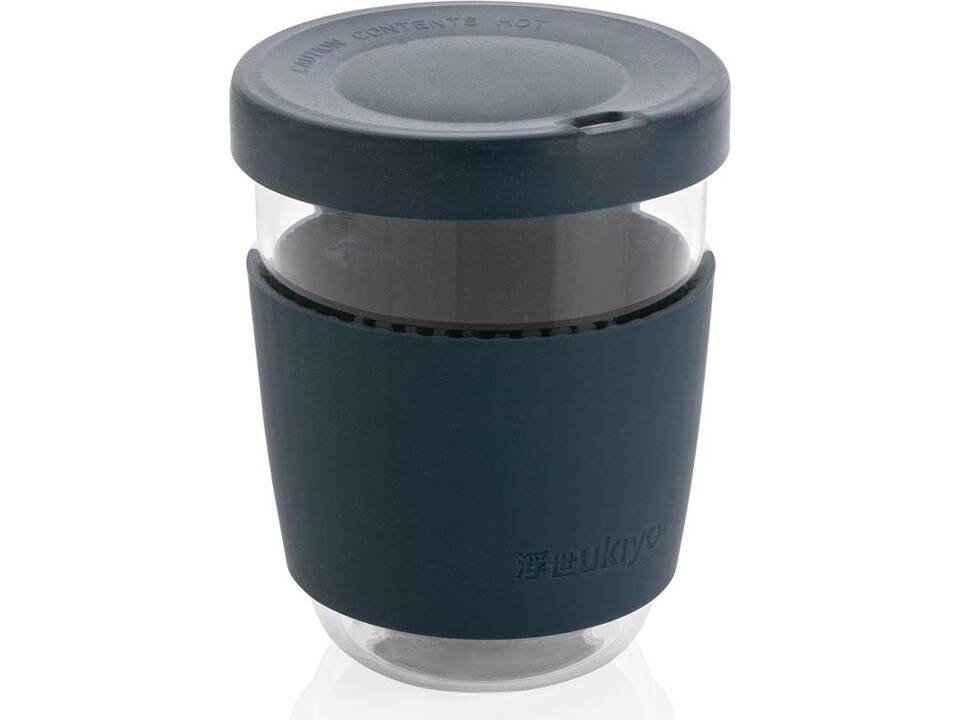 Verre 360ml avec couvercle et manchon en silicone Ukiyo 1