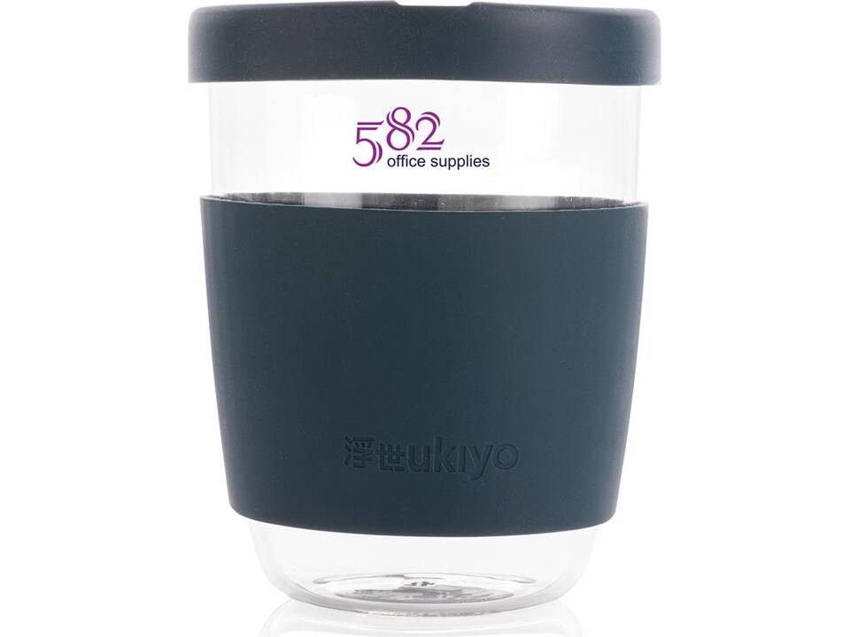 Verre 360ml avec couvercle et manchon en silicone Ukiyo 5