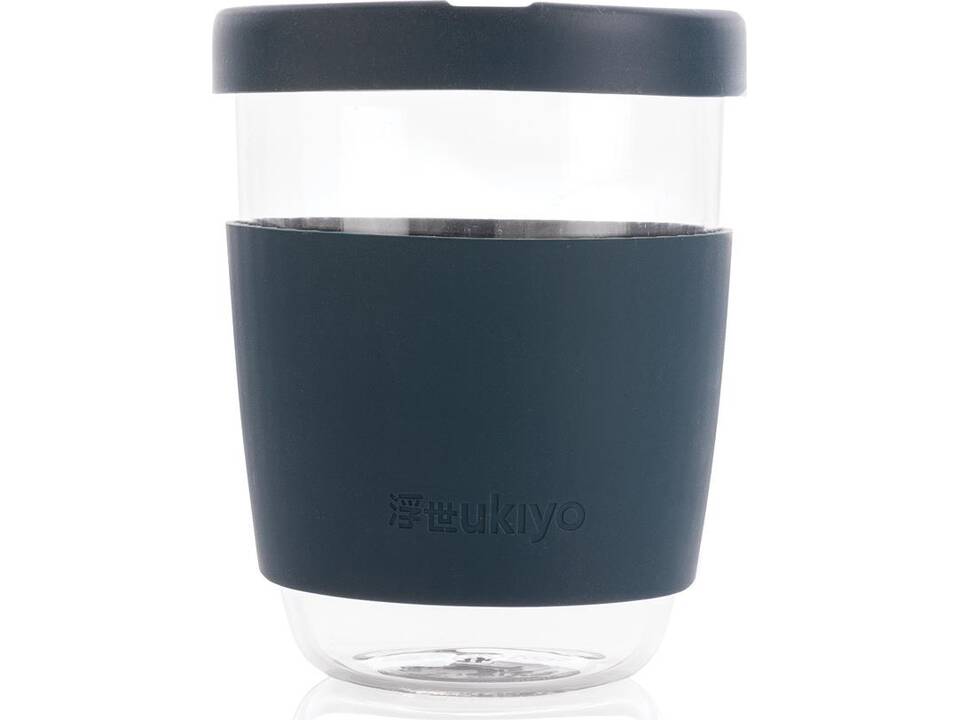 Verre 360ml avec couvercle et manchon en silicone Ukiyo 2