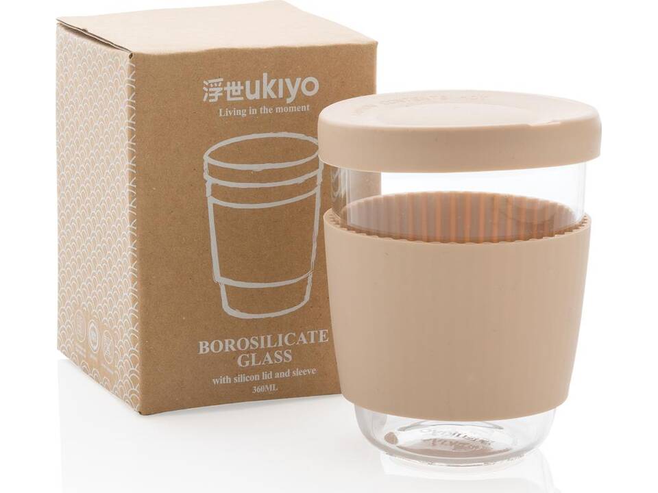 Verre 360ml avec couvercle et manchon en silicone Ukiyo 12