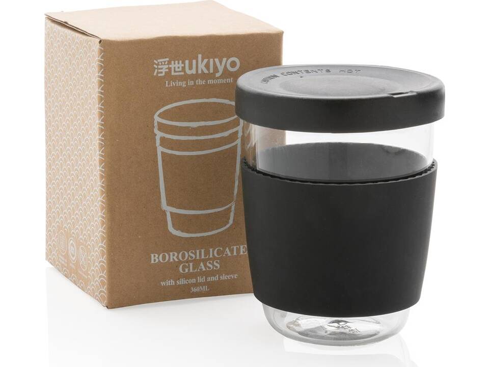 Verre 360ml avec couvercle et manchon en silicone Ukiyo 30