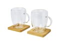 Tasse 2 pièces Manti de 350 ml à double paroi en verre avec sous-verre en bambou 6