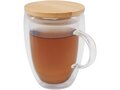 Tasse en verre Leona de 350 ml avec couvercle en bambou
